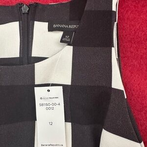 NWT Banana Republic Black and White Checkered Midi Dress